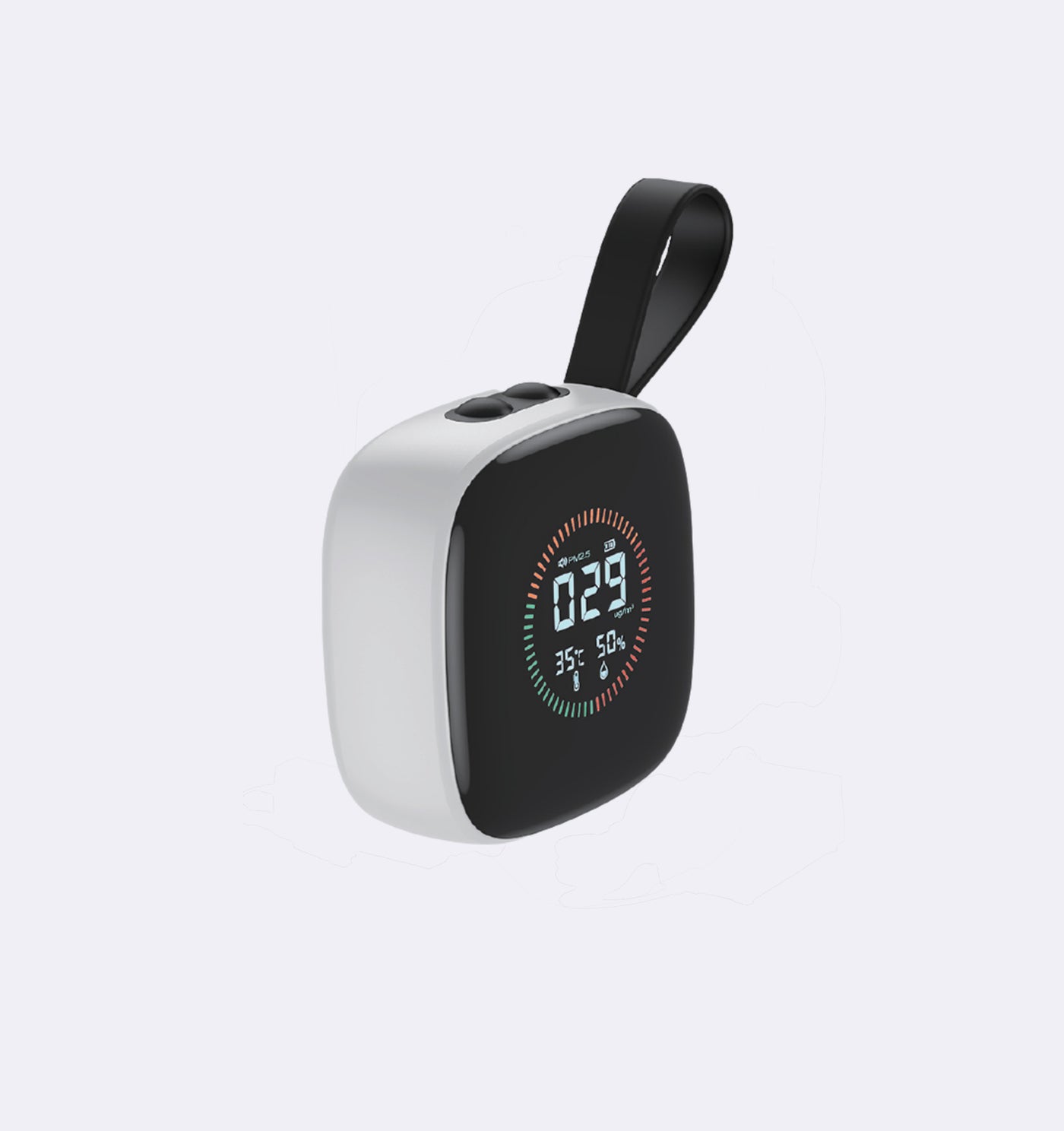 Small electronic device with a digital display on a white background