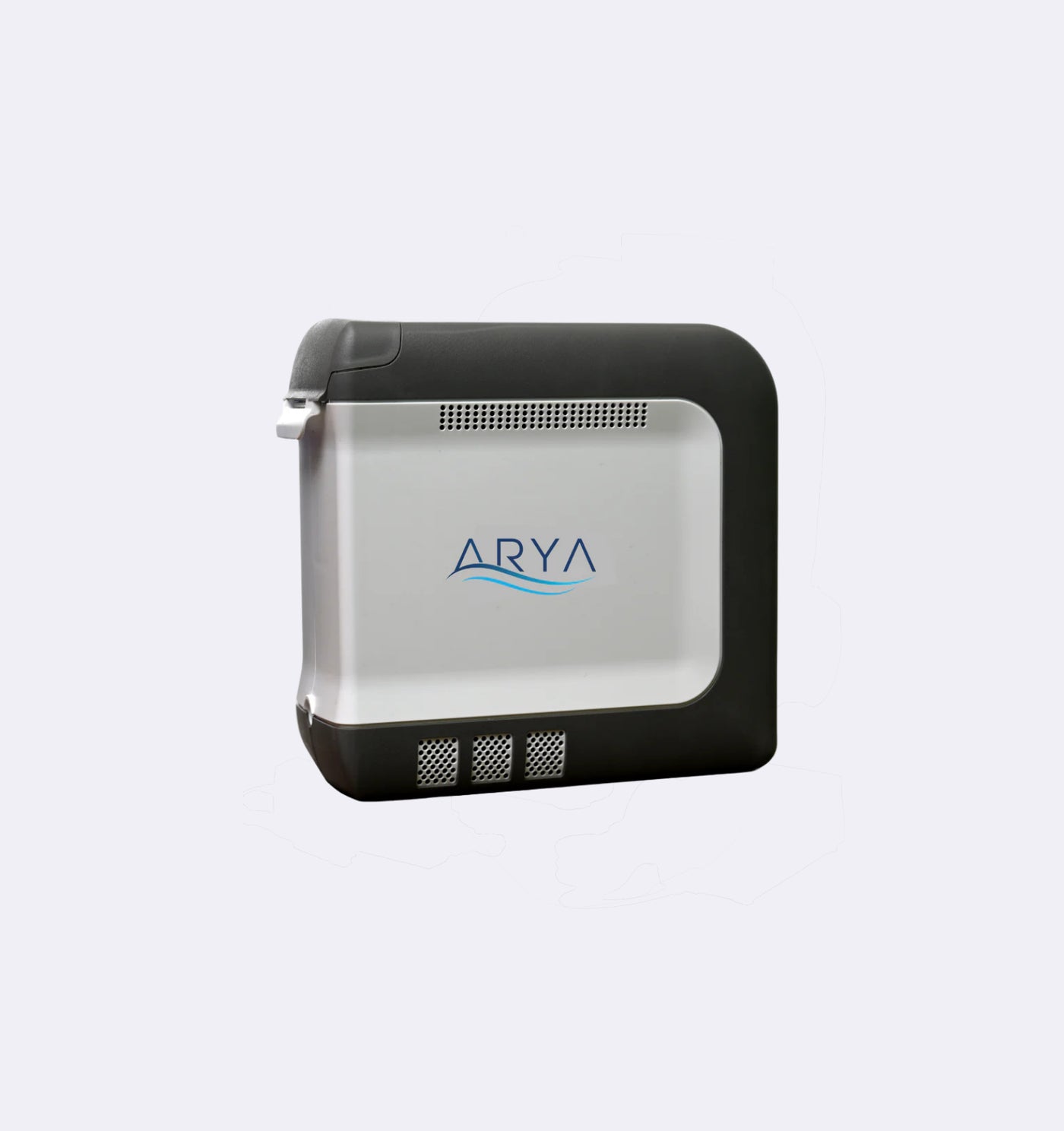 Electronic device with 'ARYA' branding on a light gray background