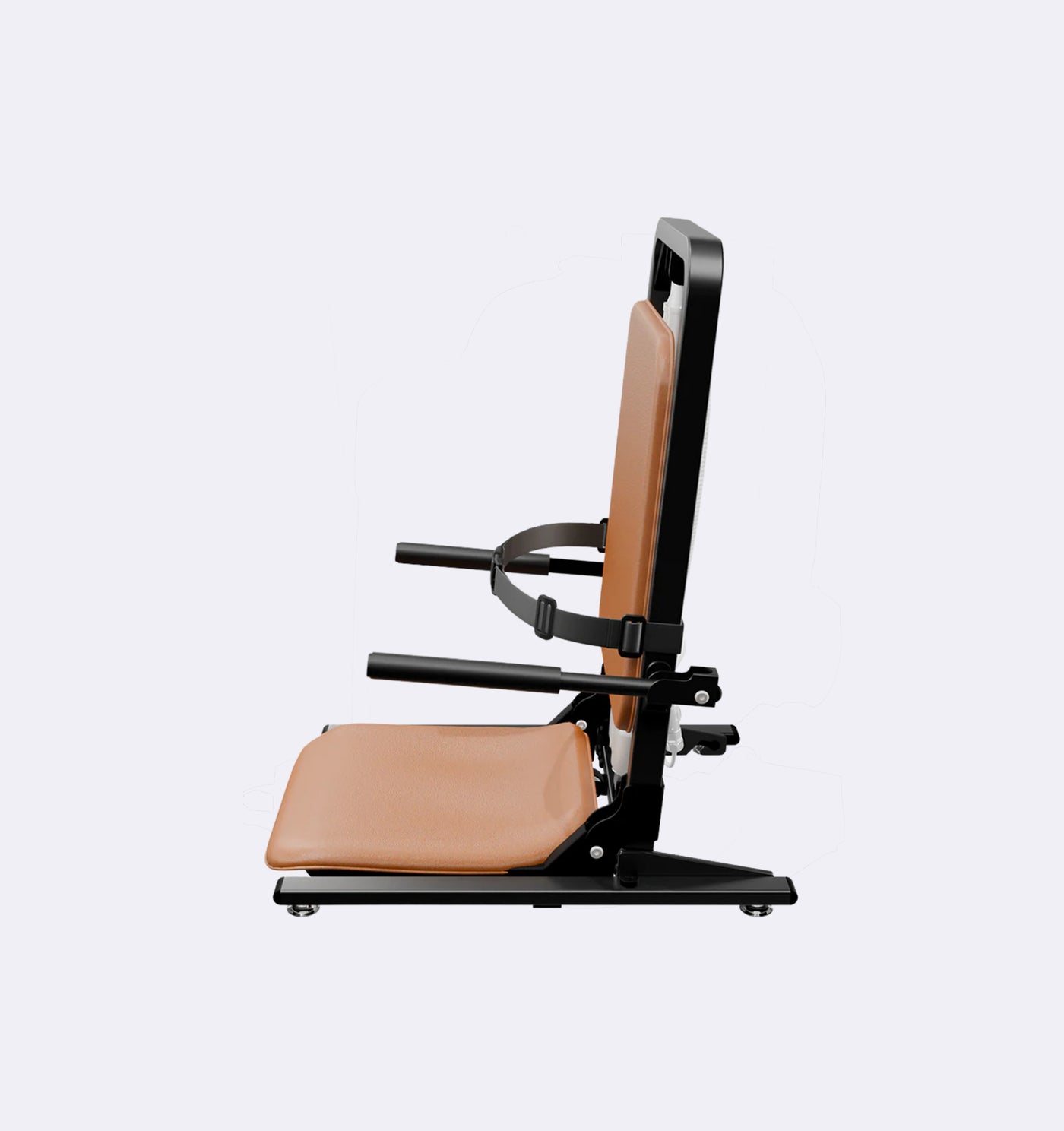 Black and brown exercise machine on a white background