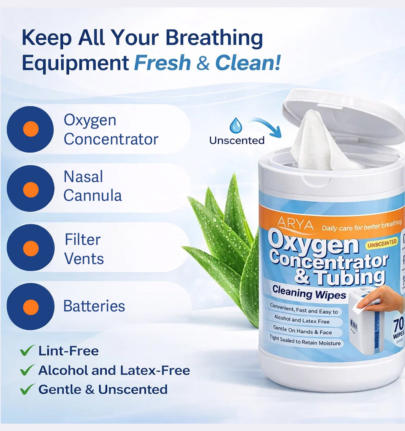 Oxygen Concentrator & Tubing Cleaning Wipes