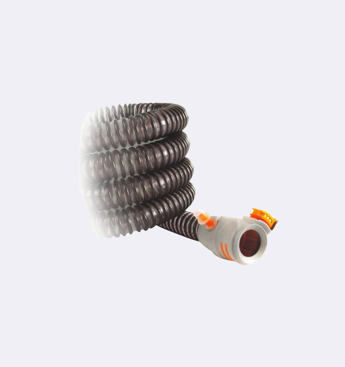 Gray hose with a connector on a light gray background