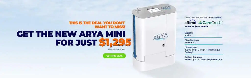 The ARYA Mini Portable Oxygen Concentrator: Freedom for Only $1,296 Online