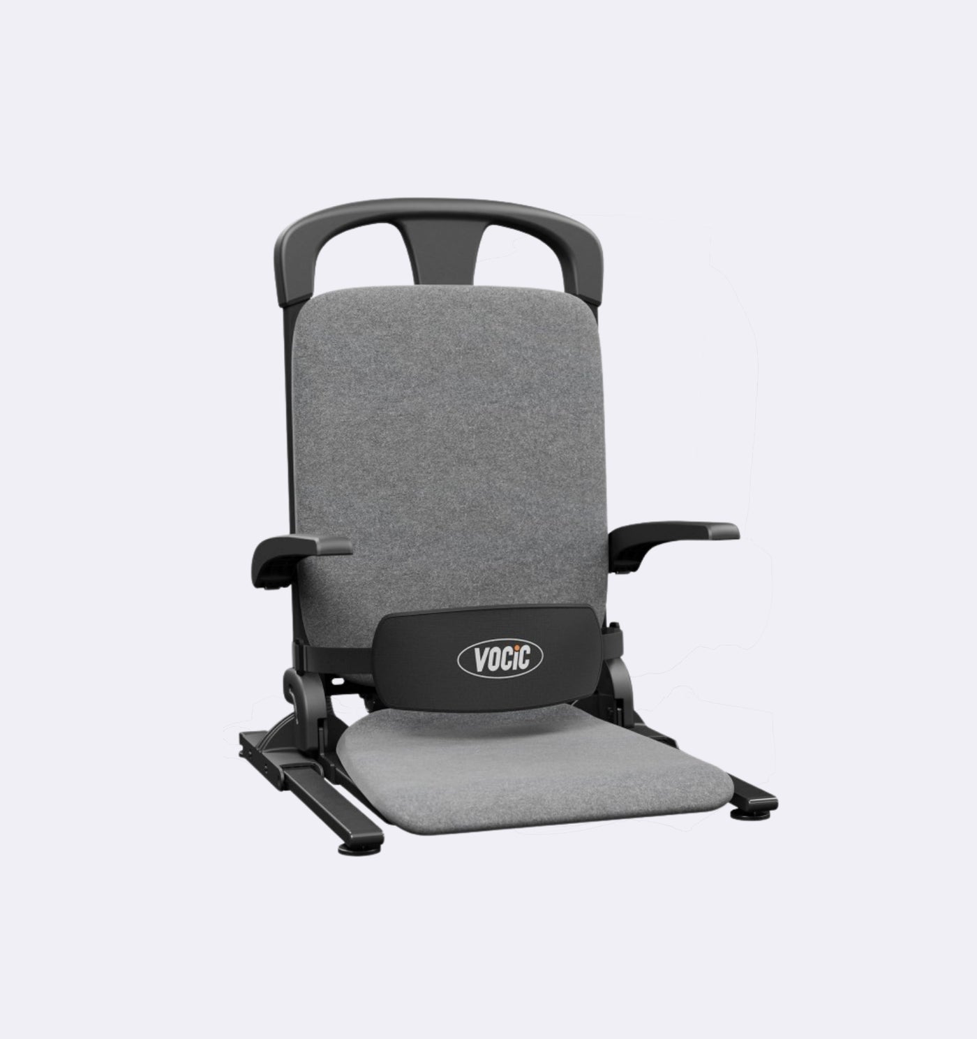 Gray and black adjustable chair with 'Vocic' branding on a white background
