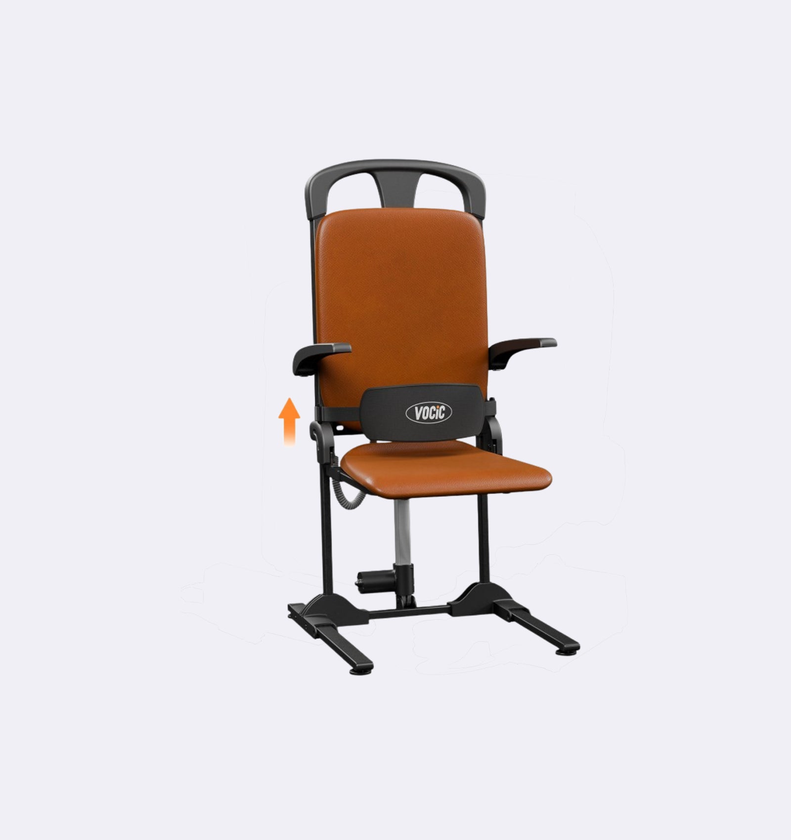 Brown hunting chair with black frame on a white background