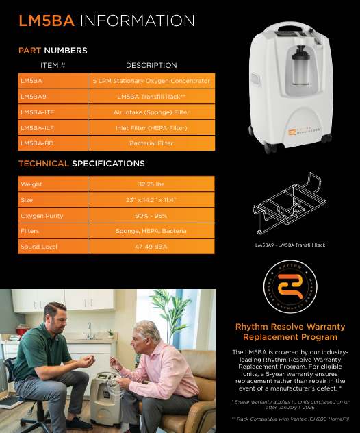 Rhythm 5L Home Oxygen Concentrator