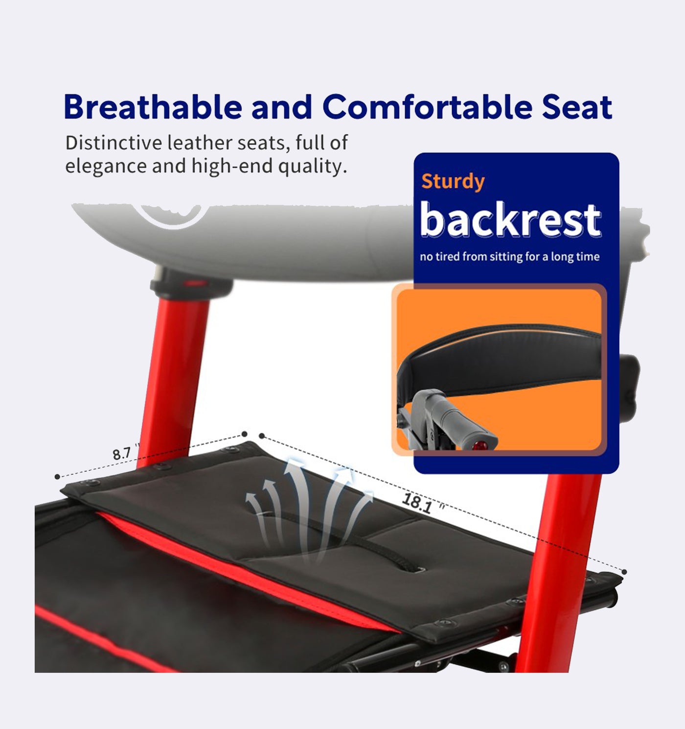 Chair with breathable and comfortable seat, featuring a sturdier backrest.