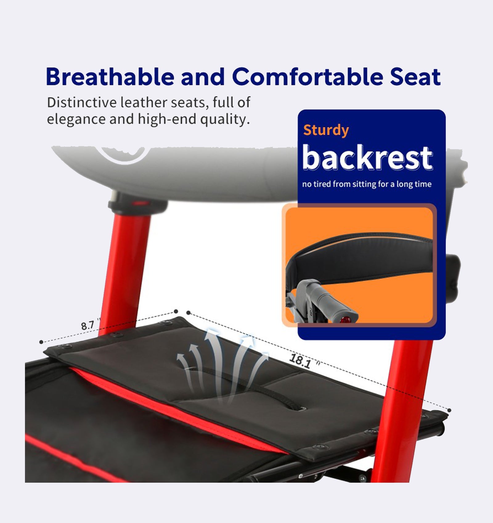 Chair with breathable and comfortable seat, featuring a sturdier backrest.
