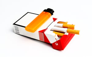 pack of cigarettes with lighter