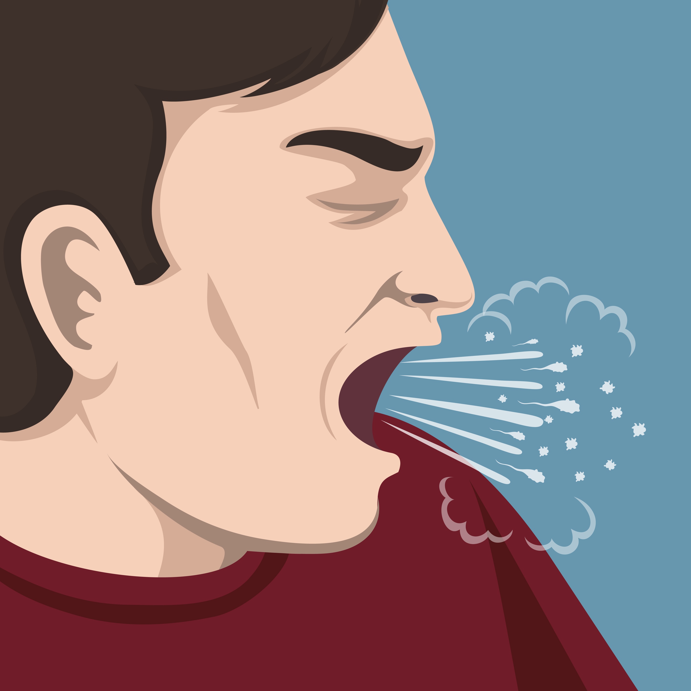 man coughing illustration